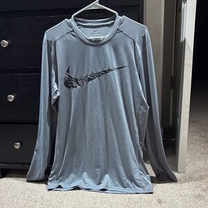 Nike Gray Dri-FIT Long Sleeve Shirt